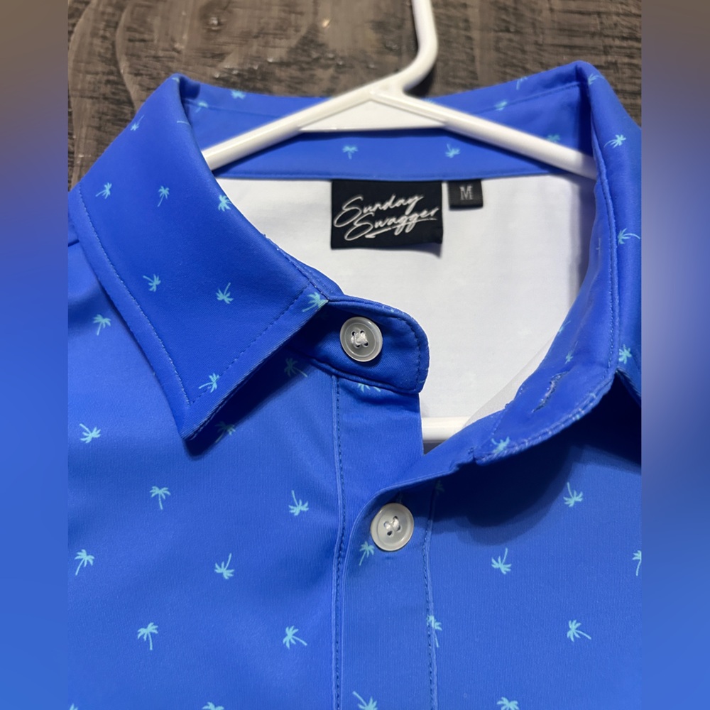Stylish Blue Green Gradient Polo Shirt for Men Size Medium - Picture 6 of 11